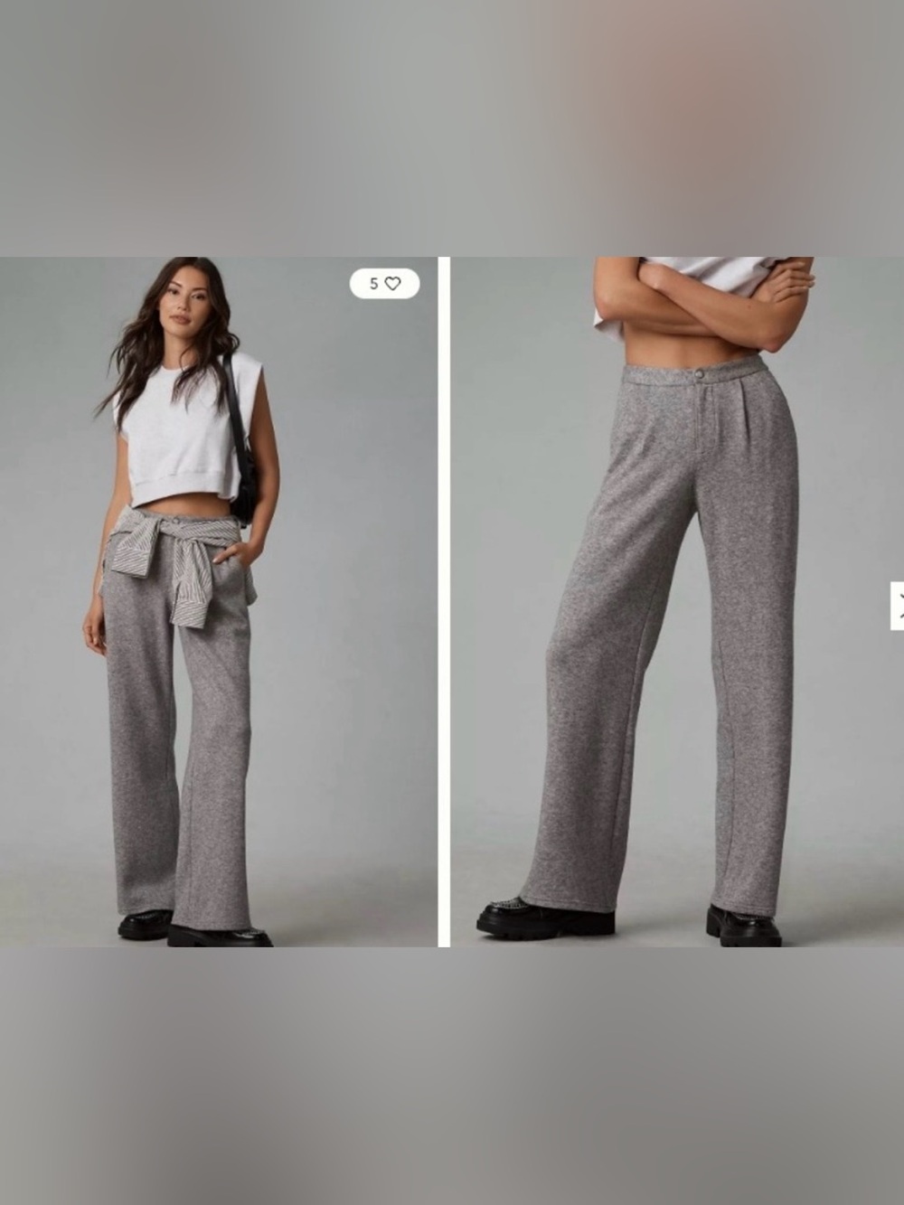 PAIGE Gray Wide-Leg Knit Pants